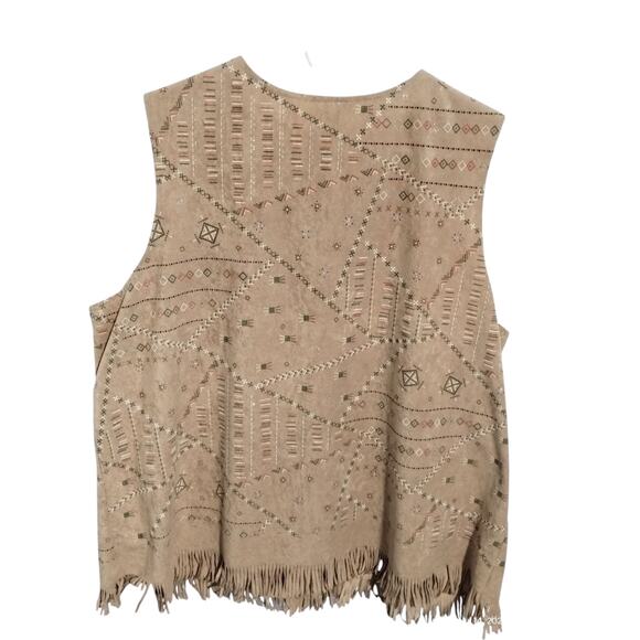 Bentley Plus Women's 1X Southwest Western Painted Aztec Fringe Country Vest - Picture 4 of 12